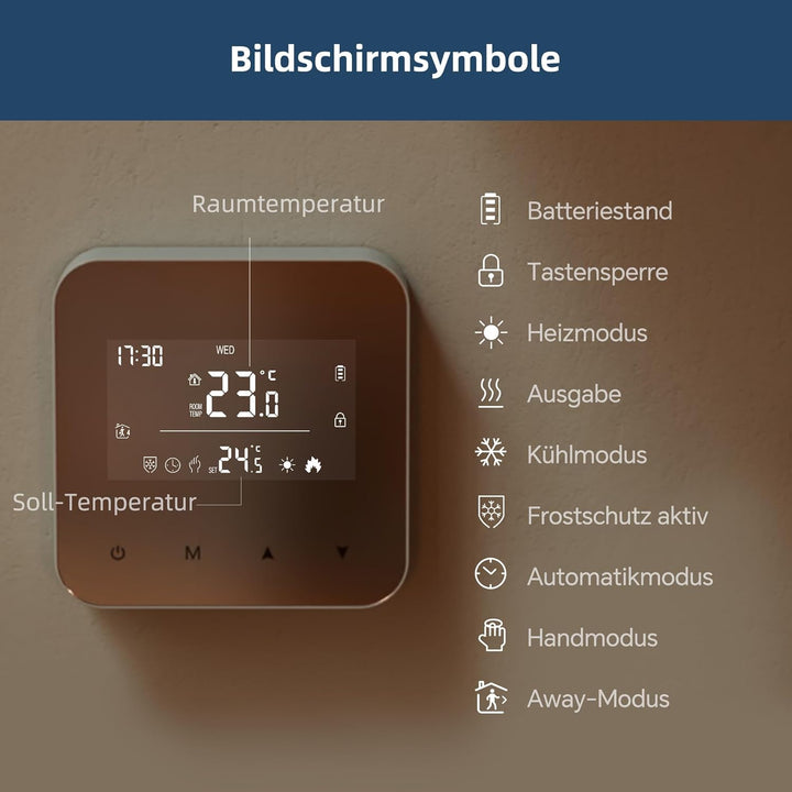 Beok Thermostat Heizung Digital, Programmierbarer Raumthermostat für Steuerung des Gaskessel und Was