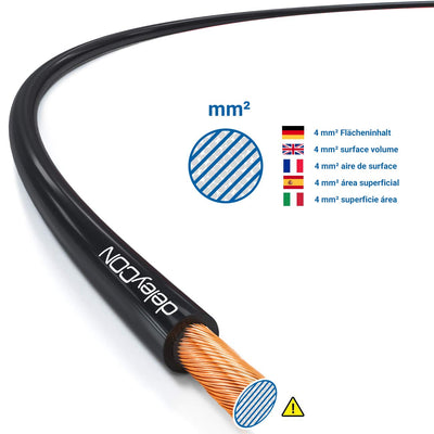 deleyCON 50m Lautsprecherkabel 2x 4,0mm² Boxenkabel CCA Kupferüberzogenes Aluminium 2x56x0,30mm Litz