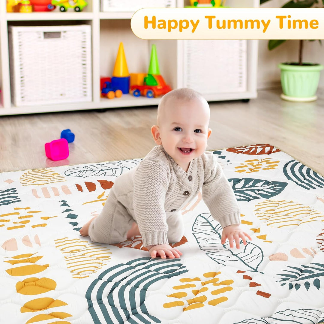 Spielmatte Baby 127×127cm mit Rutschfest, Extra Dicke 2cm Weiche Krabbelmatte Baby, Faltbar Krabbeld