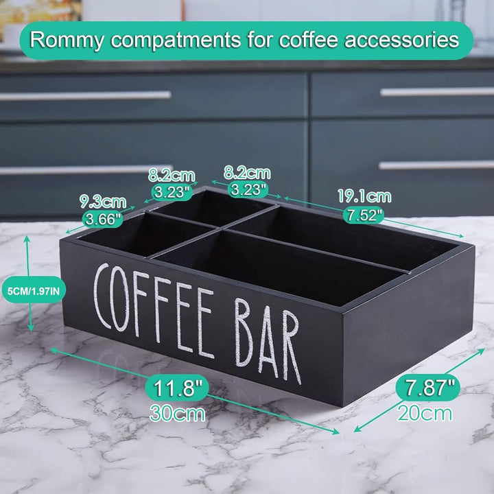 Gewürz-Aufbewahrungsbox mit herausnehmbaren Regalen, Kaffeestations-Organizer für Tee, Tassen und Zu