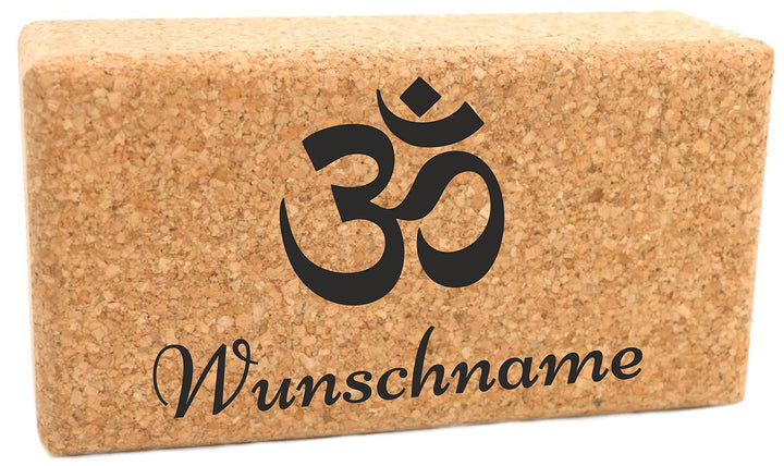 Yogablock Kork personalisert Wunschmotiv + Name - 22.5 x 12 x 7.5cm - Dein eigener Yoga Block mit La