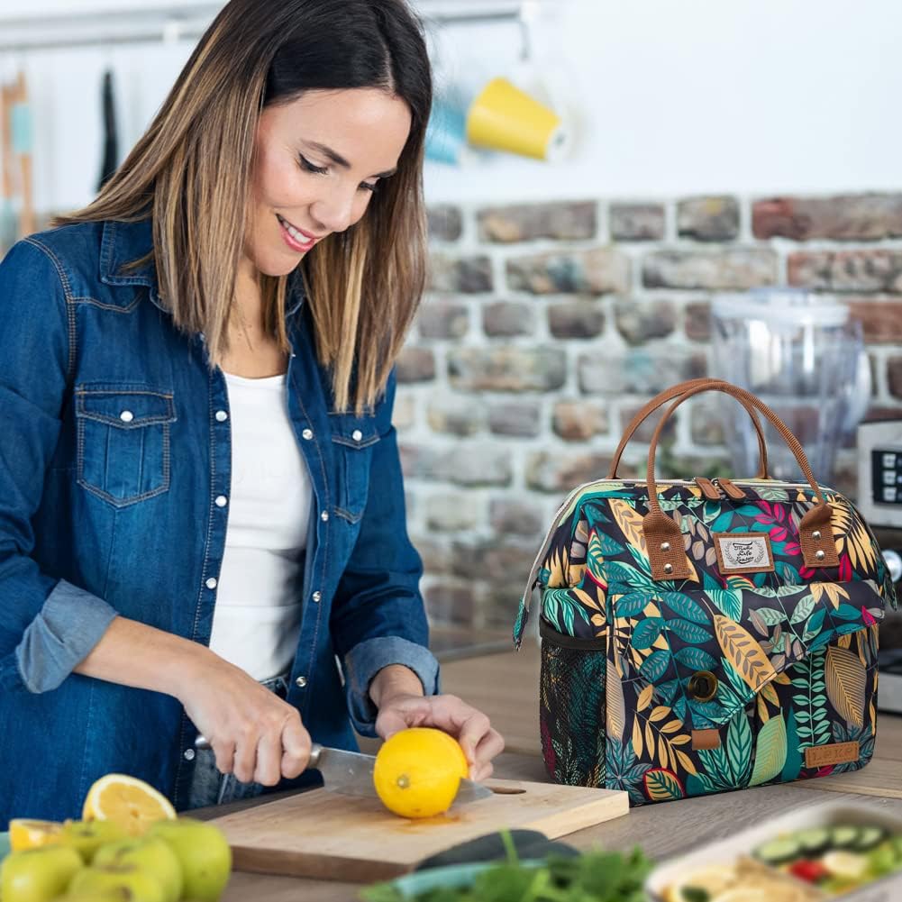 Lekesky Kühltasche Damen Lunchtasche Isolierte für Frauen Auslaufsichere Weit Geöffnete Lunchbox, 11