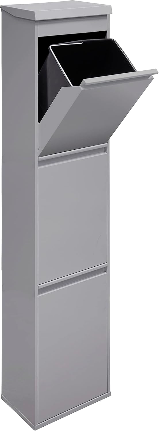 ARREGUI Top CR322-B Mülltrennsystem aus Stahl mit Aufbewahrungsbox mit Deckel | 3 Fächer Mülleimer f