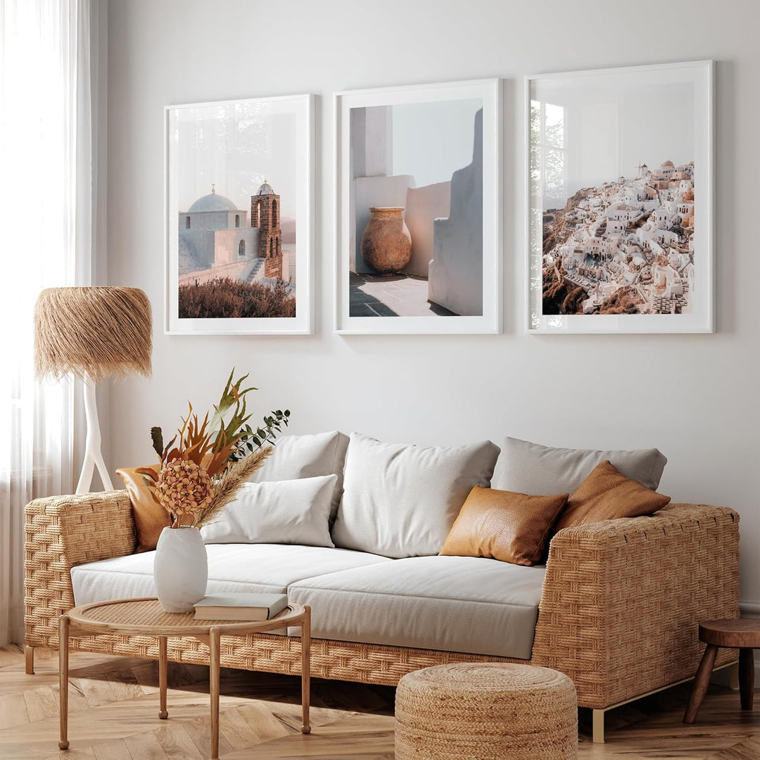 OHBIMBA® Sets Von 3 Poster & Kunstdrucke Mit Rahmen - Zimmer Deko Und Wanddeko Wohnzimmer - Deko Woh