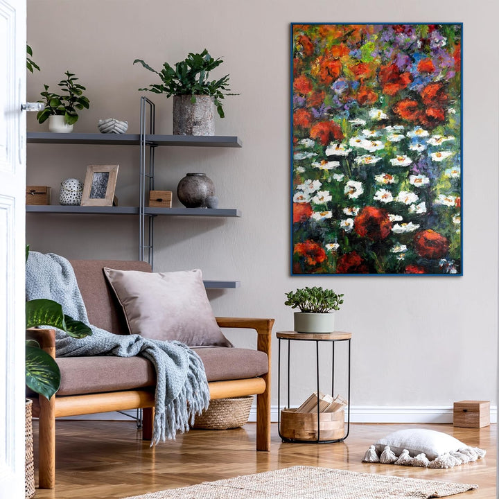 YS-Art Abstrakt Design Acryl Gemälde auf Leinwand Abstrakte blühende Weiten handgemalt Wandbilder Wo