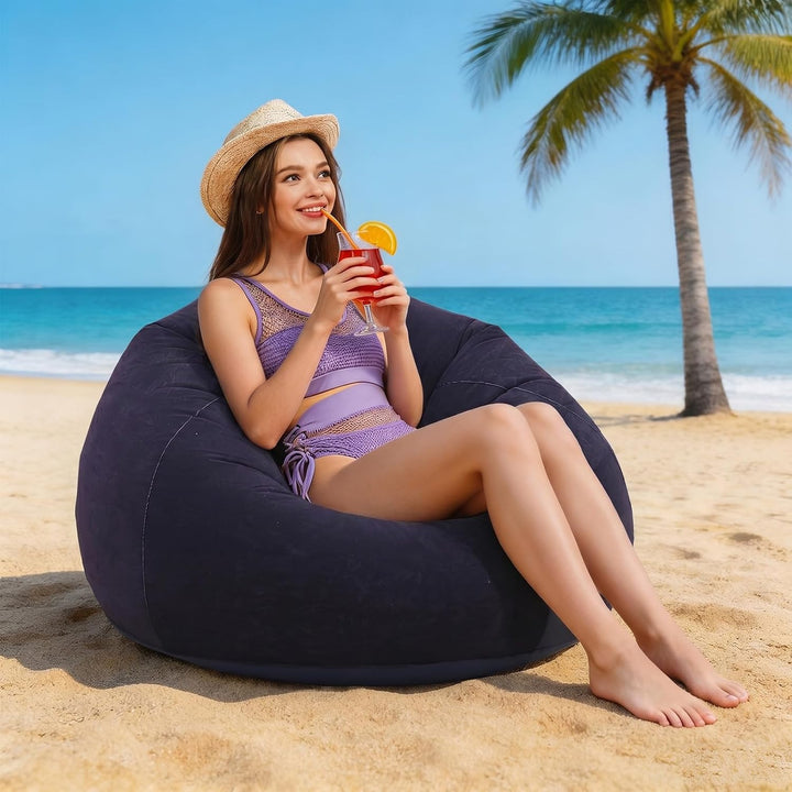 Yuragim Aufblasbarer Sitzsack mit Luftpumpe, 105x60cm Aufblasbarer Sessel Waschbar Air Sofa Bean Bag