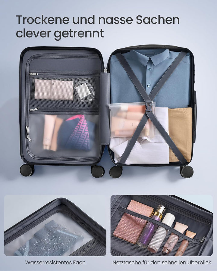 SONGMICS Koffer, Reisekoffer, Hartschalenkoffer mit TSA-Schloss, Koffergurt, ABS-Trolley, 4 Zwilling