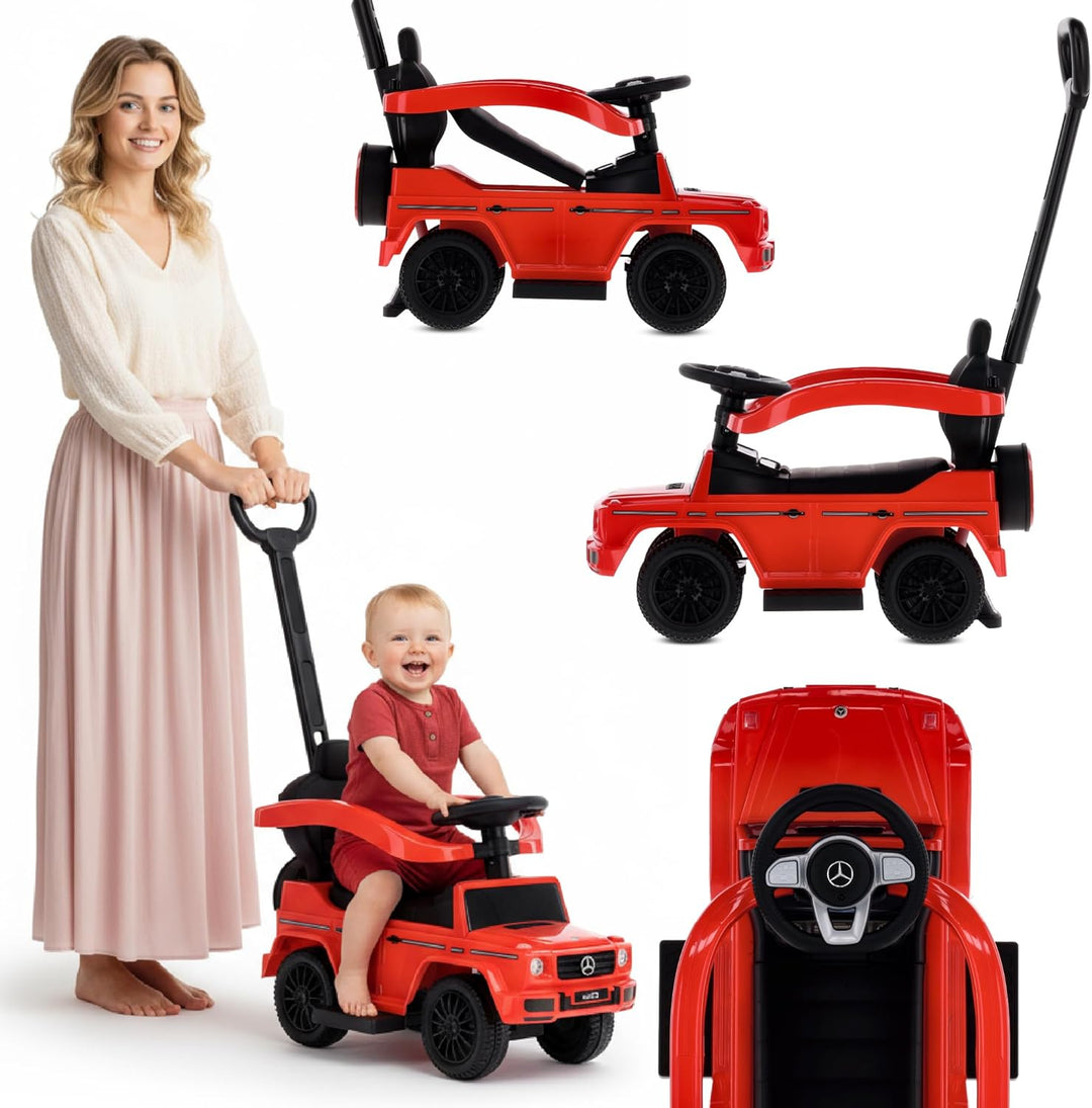 Rutschauto ab 1 Jahr mit Schubstange, Bobbycar, Mercedes G mit Schubstange, Kinderauto, Baby Auto (R