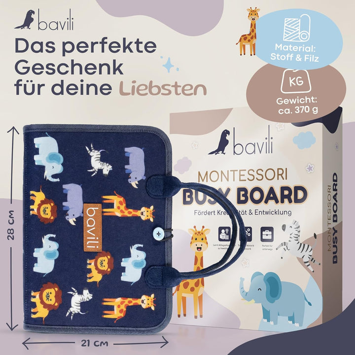 Montessori Busy Board ab 3 Jahre - 8 interaktive Seiten mit Deutschen Inhalten - Montessori Spielzeu