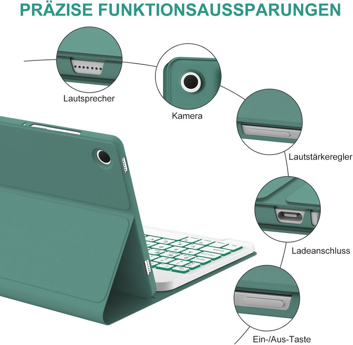 Hülle mit Tastatur für Samsung Galaxy Tab A11+ 11" (2025) & Galaxy Tab A9+ 11" (2023) – Deutsch Keyb
