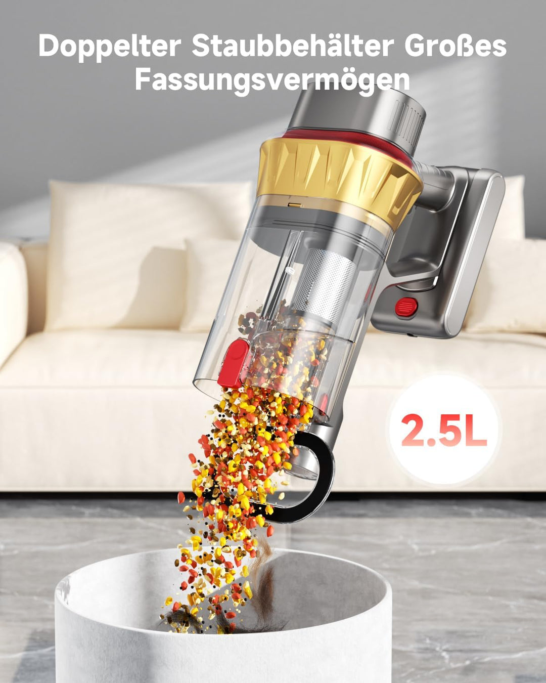 55000Pa/650W Akku Staubsauger Kabellos 75Mins Laufzeit, Wandmontierte Ladestation, Akkustaubsauger C