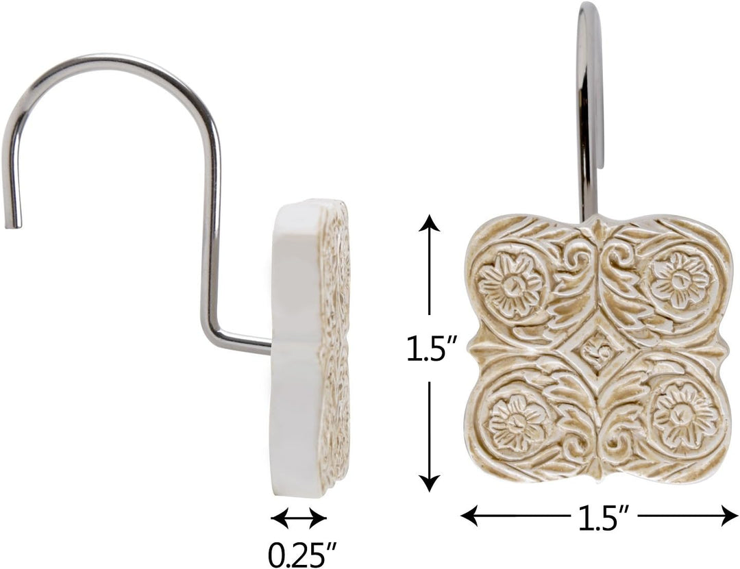 Creative Scents Victoria Dekorative Duschhaken, Set mit 12 Stück beige, Duschvorhanghaken