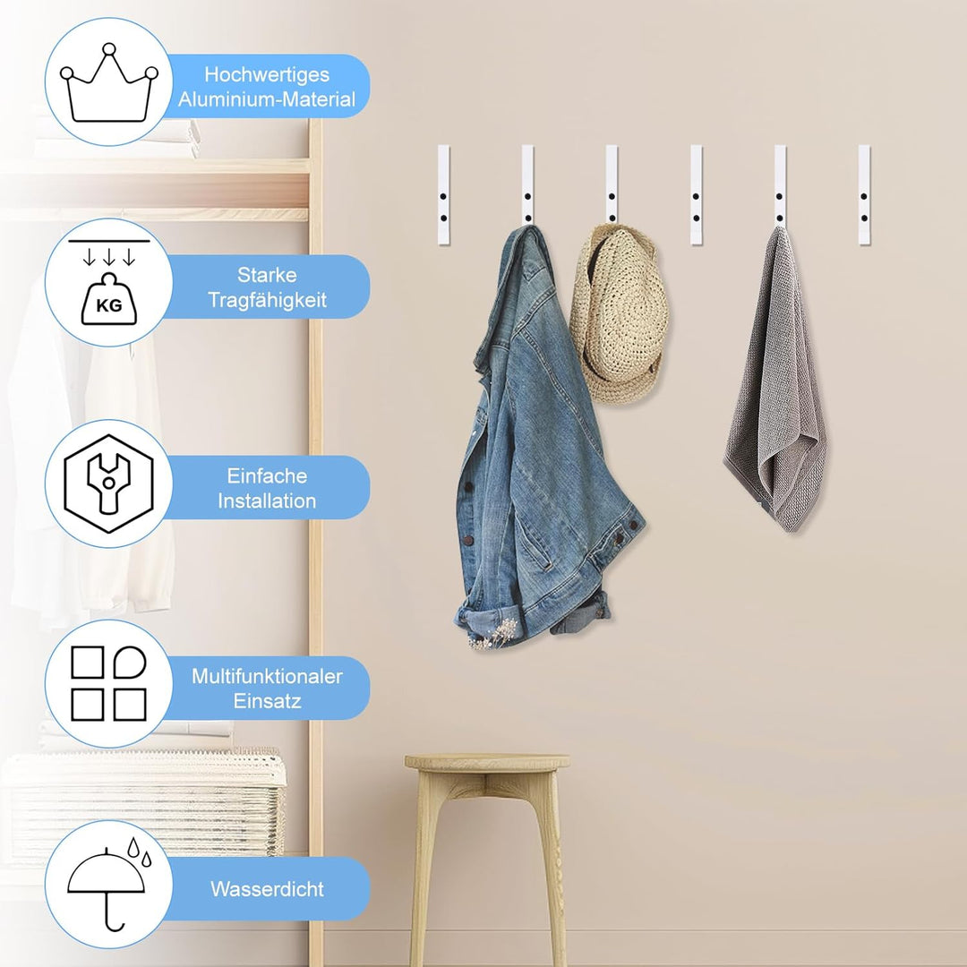 6 Stück Haken für Akustikpaneele, Doppelter Garderobenhaken für Schlafzimmer, Wohnzimmer, Badezimmer