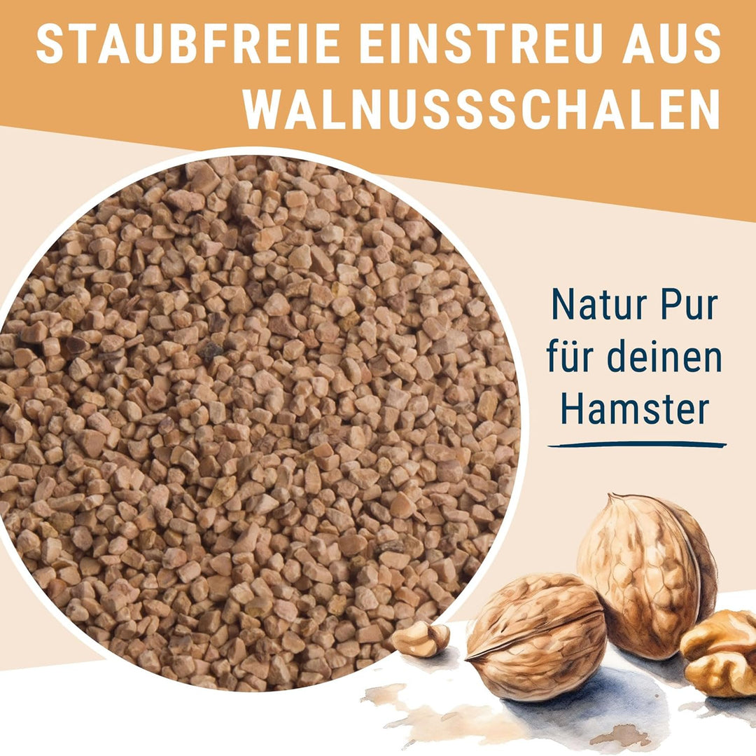 Schicker Mineral Hamsterglück Nussschalenstreu 3,5 kg, staubfreie Einstreu aus Walnussschalen, unbeh