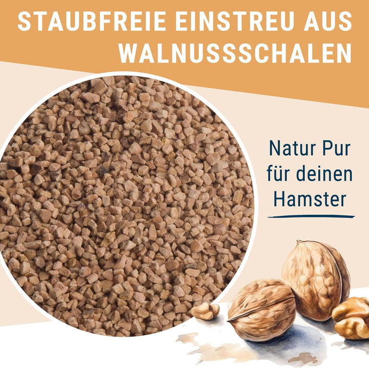 Schicker Mineral Hamsterglück Nussschalenstreu 3,5 kg, staubfreie Einstreu aus Walnussschalen, unbeh