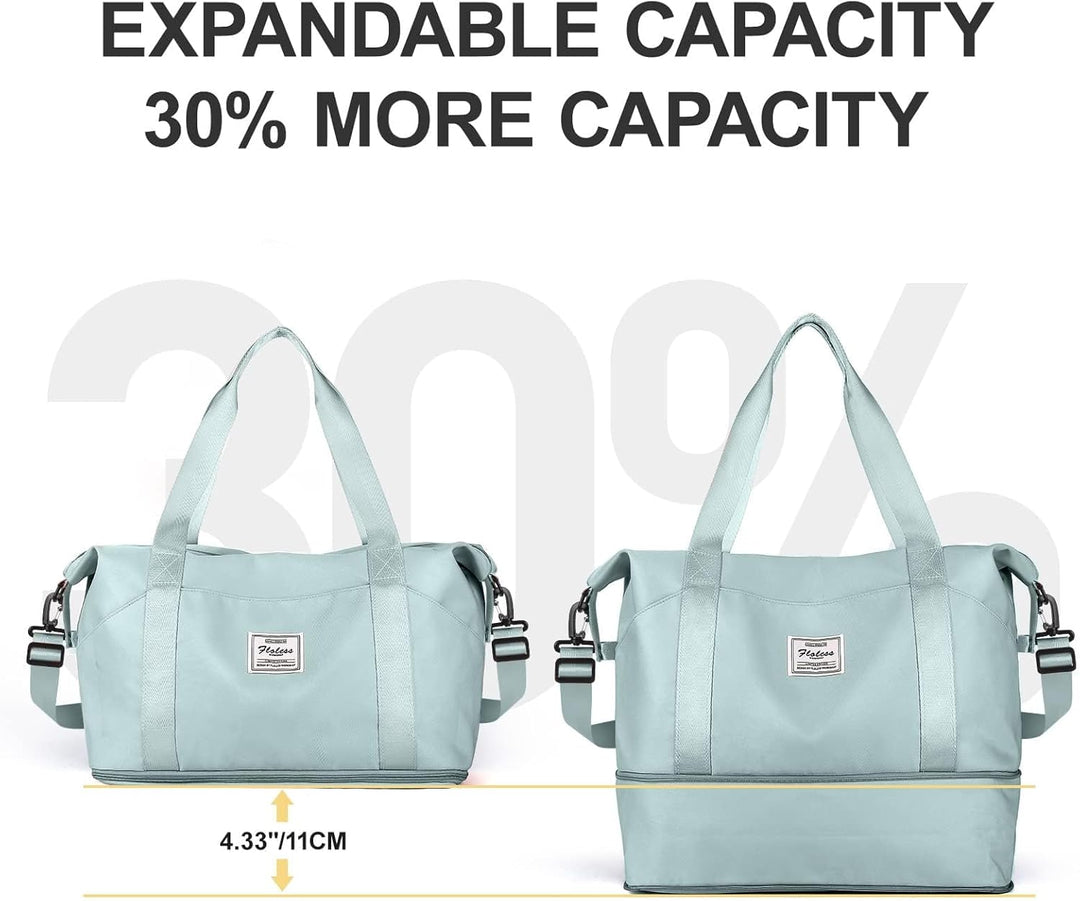 Reisetasche Damen Sporttasche mit Kulturbeutel 40x20x25 Ryanair Handgepäck Tasche Weekender Bag Schw