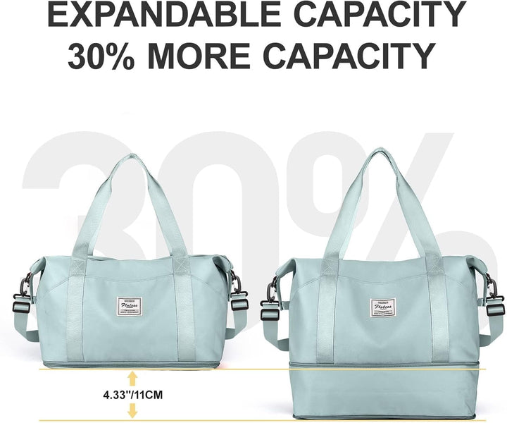 Reisetasche Damen Sporttasche mit Kulturbeutel 40x20x25 Ryanair Handgepäck Tasche Weekender Bag Schw