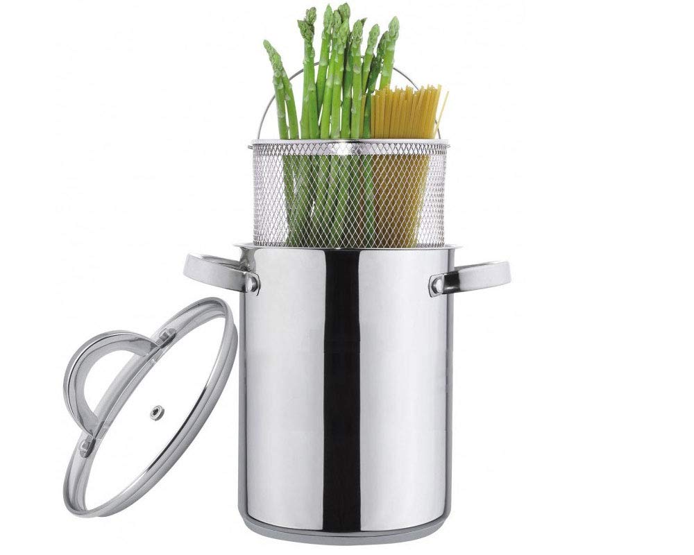 Spargeltopf mit Korb und Glasdeckel Spargel Nudeln Induktion 4.2L 16cm BRUNBESTE BB-2143