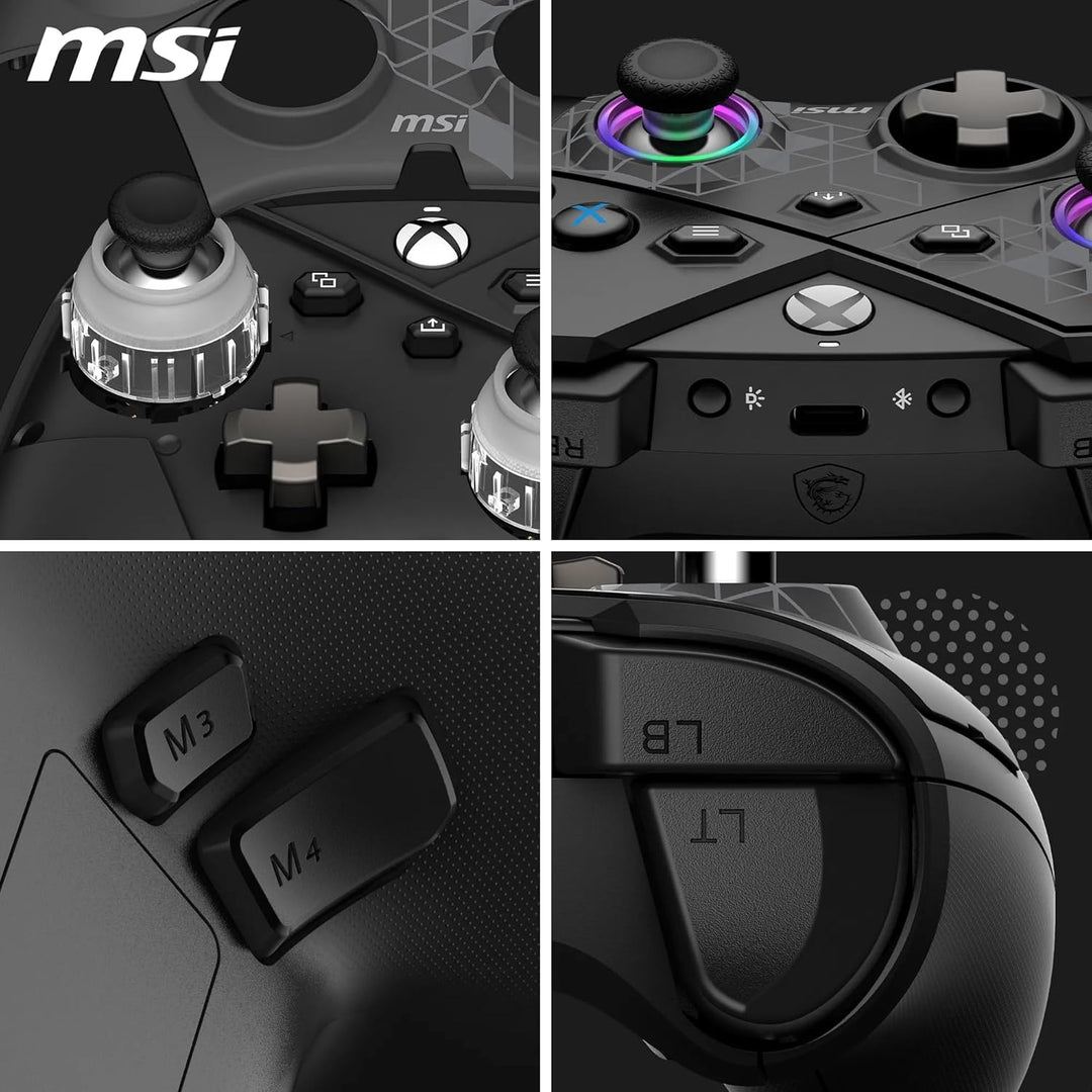 MSI FORCE PRO WIRELESS PC Gamepad Controller - 2,4 GHz, Bluetooth, USB Typ-C zu A - kabelgebunden/dr