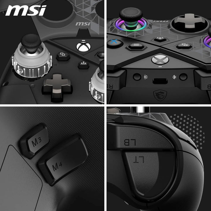 MSI FORCE PRO WIRELESS PC Gamepad Controller - 2,4 GHz, Bluetooth, USB Typ-C zu A - kabelgebunden/dr