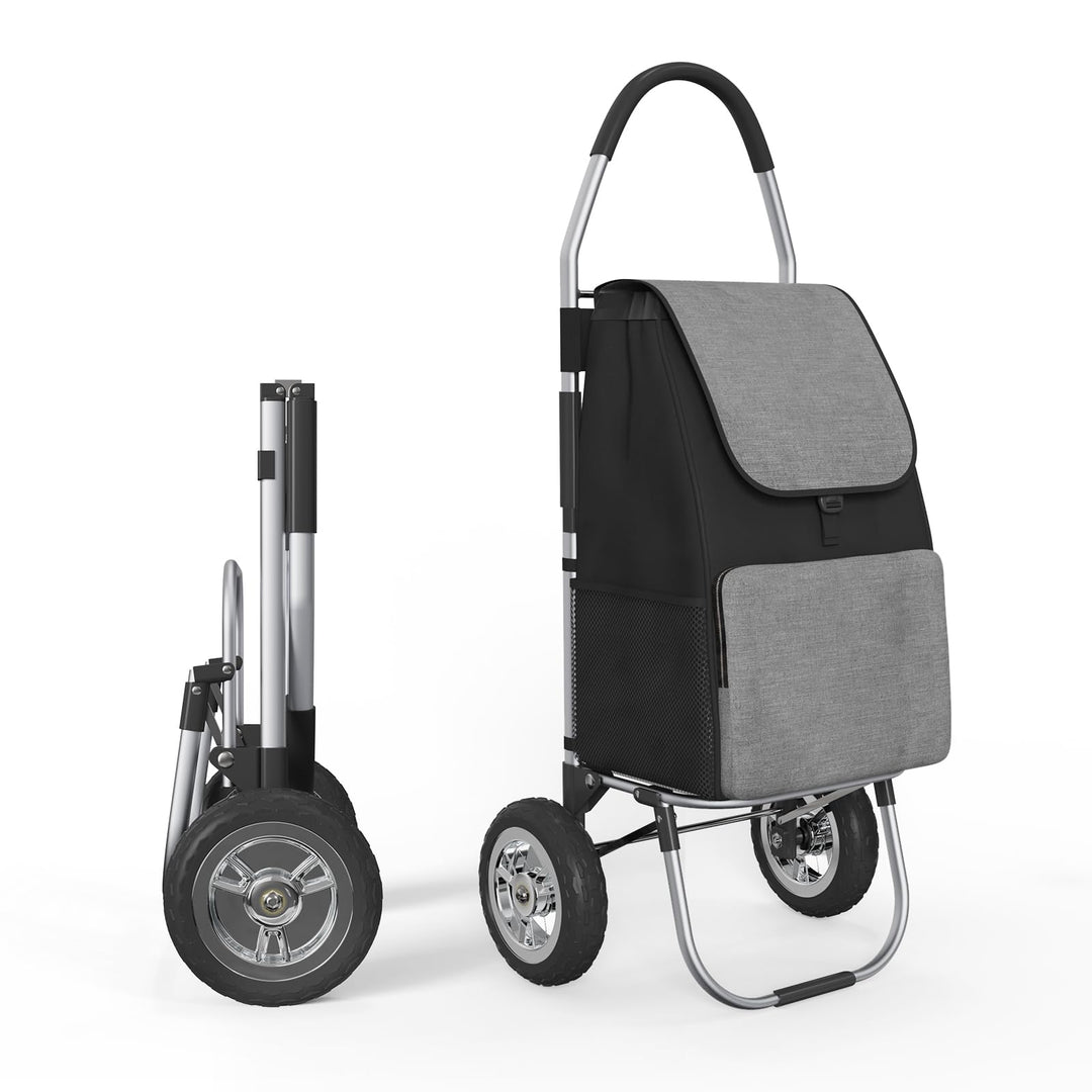 DROMEZ Einkaufstrolley Gross - 50L Leichte Einkaufswagen Klappbar aus Aluminium - 2 Extra Grosse Räd
