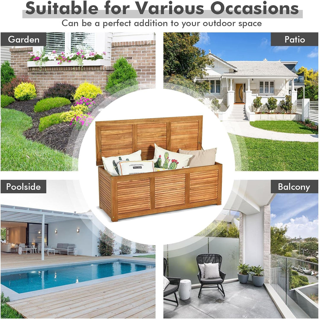 GIANTEX Auflagenbox Kissenbox Akazien Holz, Gartenbox Aufbewahrungsbox mit Deckel, 178 Liter Volumen