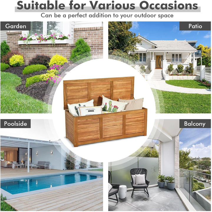 GIANTEX Auflagenbox Kissenbox Akazien Holz, Gartenbox Aufbewahrungsbox mit Deckel, 178 Liter Volumen