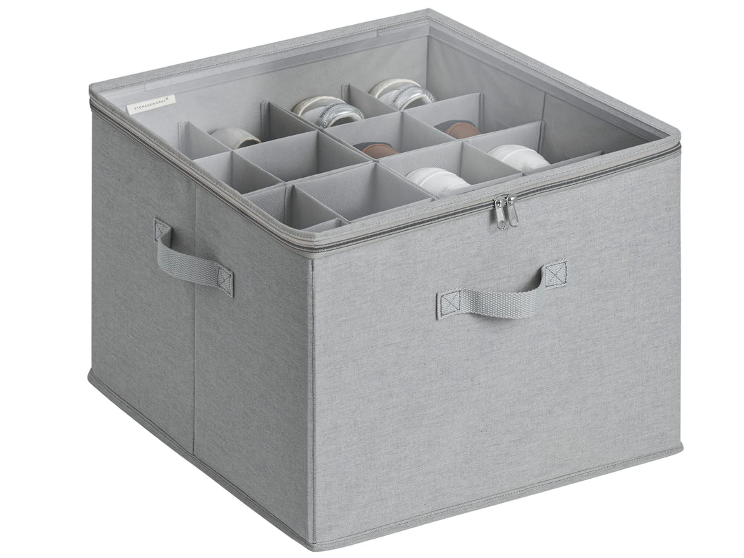 StorageWorks Schuhaufbewahrungsbox mit Deckel, Schuhaufbewahrung platzsparend für bis zu 16 Paar Sch