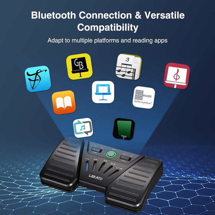 LEKATO Bluetooth Page Turning Pedal, Drahtloser Page Turner, Wiederaufladbarer Seitenwender für Smar