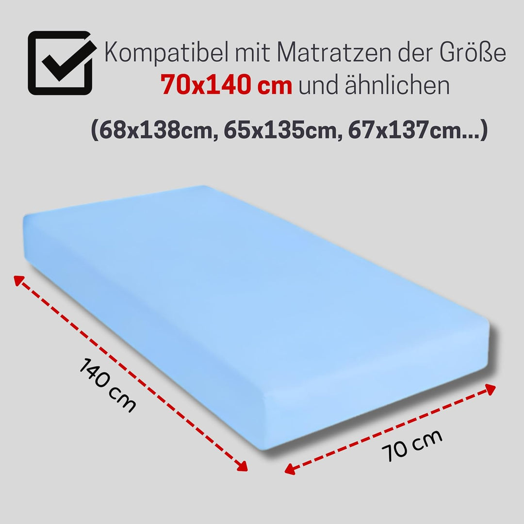 Bisoo Spannbettlaken 70x140 Baby - 2in1 Bettlaken Matratzenschoner 70 x 140 Baby Wasserdicht für Kin