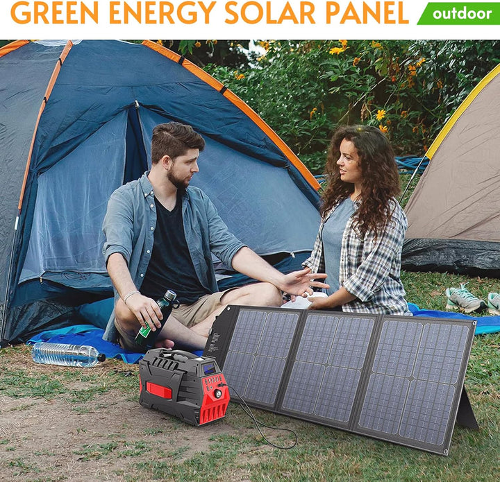 Powkey Solarpanel 60W Faltbares Solarpanel Monokristallines Solarmodul mit USB C 2*QC3.0 Port 12-18V