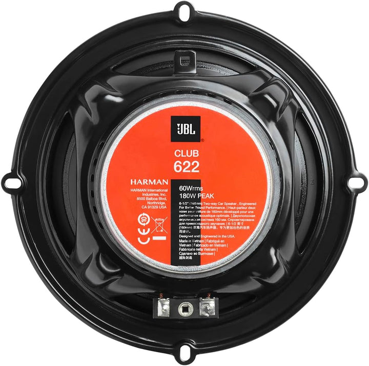 JBL Club 622 2-Wege Auto Lautsprecher Set von Harman Kardon - 180 Watt Pro KFZ Autolautsprecher Boxe