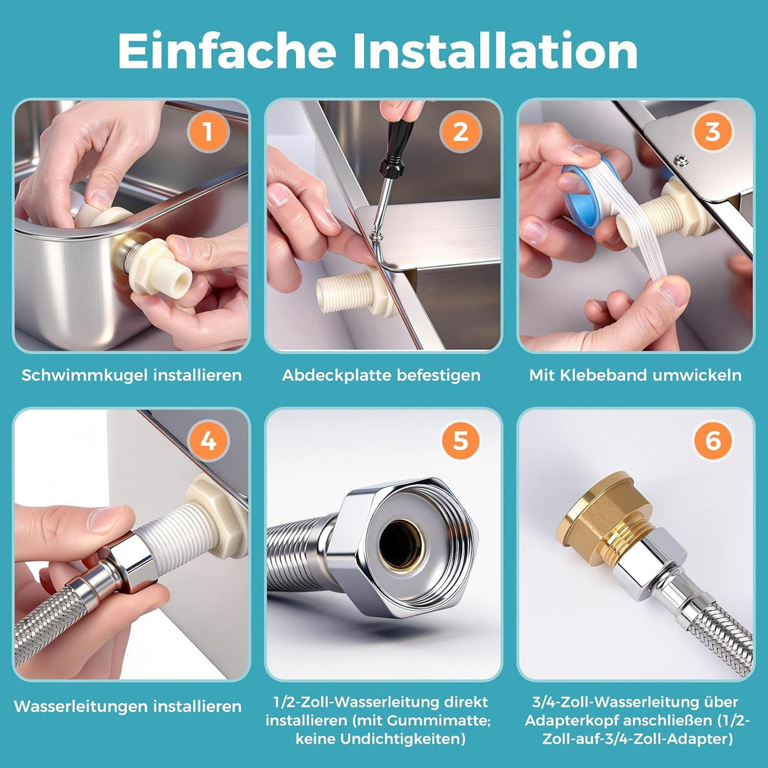 Automatischer Wassertrog aus Edelstahl 25L, Selbstfüllender Wasserspender für Grosse Hunde, Pferde,