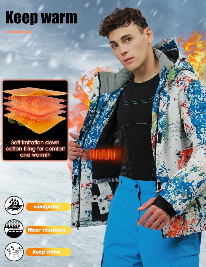 Herren Schneeanzug, Wasserdicht Winddicht Winter Warme Schnee Skifahren Sätze,für Wandern Klettern I