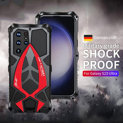 CeeEee Handyhülle für Galaxy S23 Ultra Militär Protction Metall und Silikon Stossfeste Hülle für S23