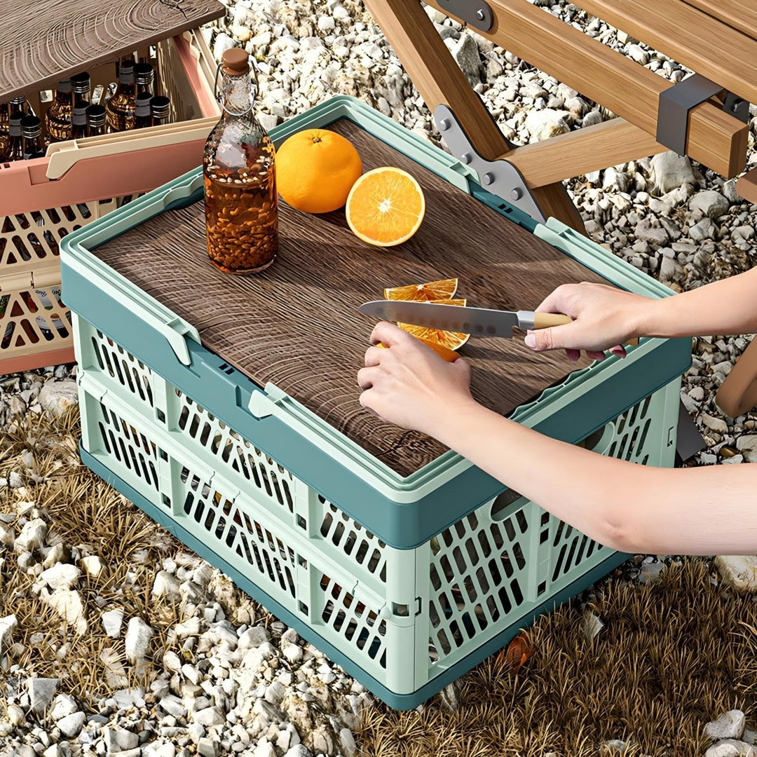 Einkaufskorb Klappbox Klein mit Griff – Faltbarer Einkaufskorb Plastik, Kleiner Korb mit Henkel, Sta