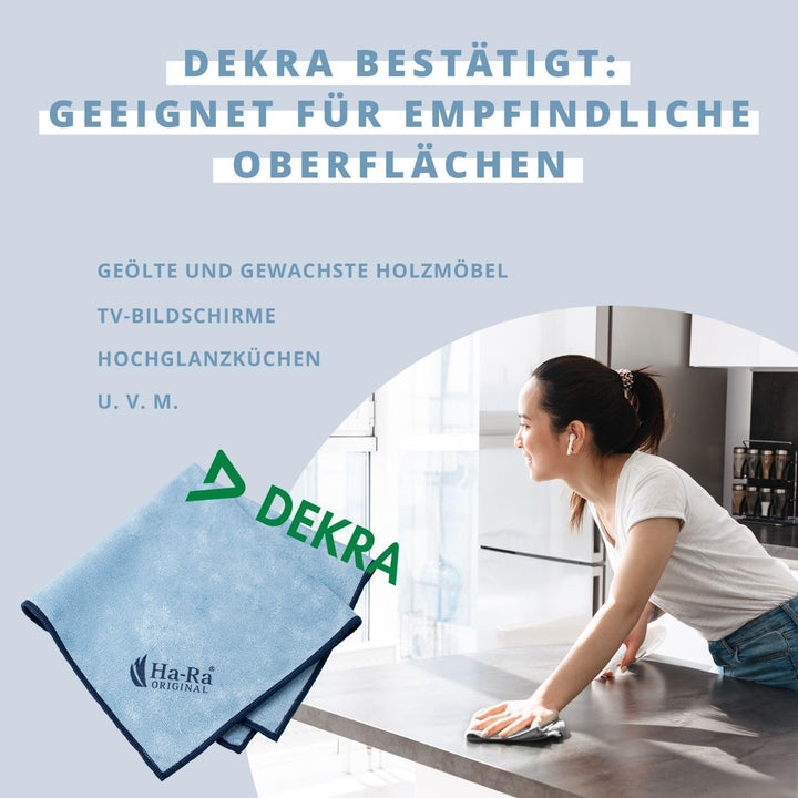 Ha-Ra Star-Tuch blau 2er Set I Mikrofaser Tuch für Oberflächen-Reinigung I Putztücher mit blauen & r