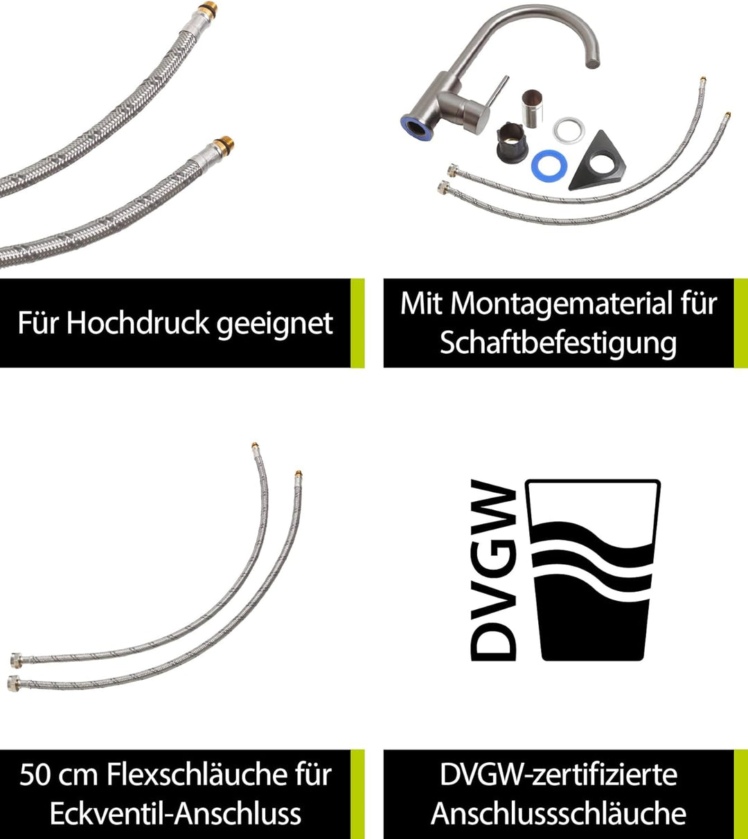 aquaSu® Spültischarmatur Kira mit Wasserspar-Kartusche, Kosten-sparende Kaltwassermittelstellung, ho