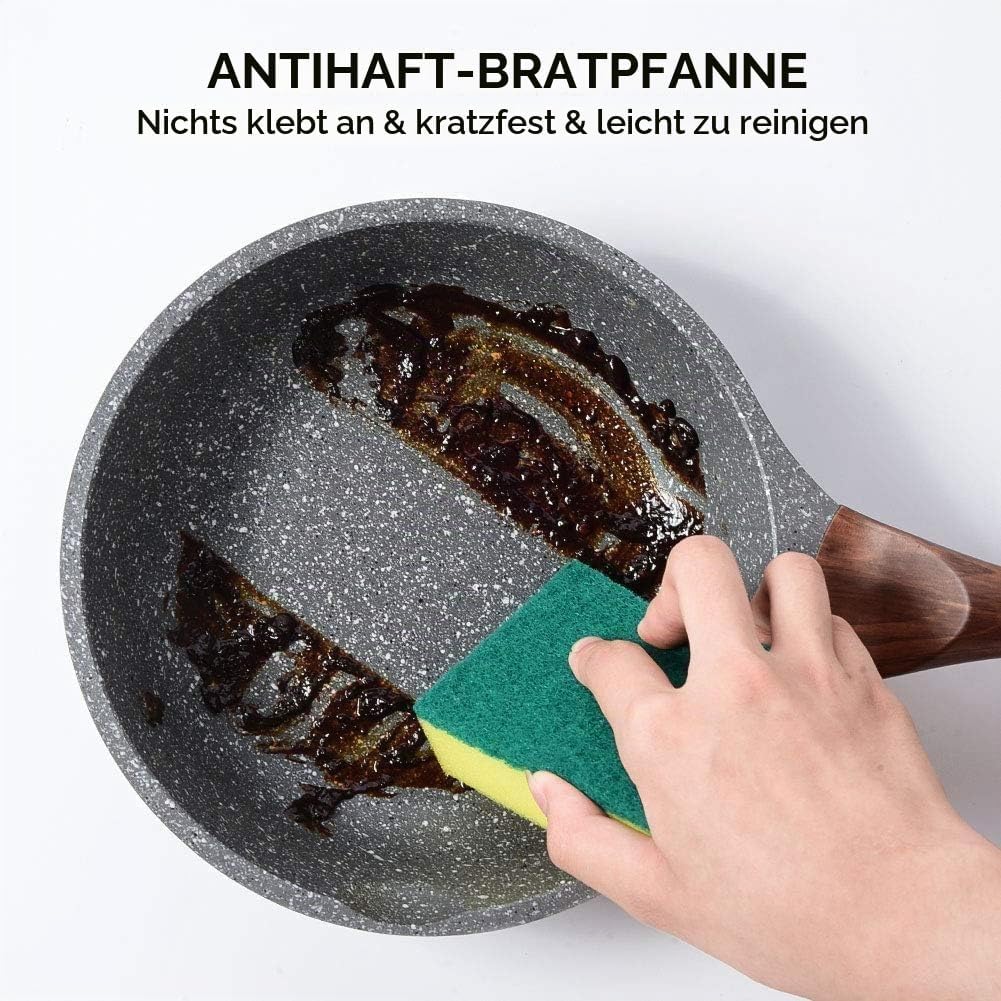 RIOVARM Induktion Bratpfanne Set 20 24 28 cm, Antihaft Granit beschichtung Pfannenset, Brat- &amp; Unive