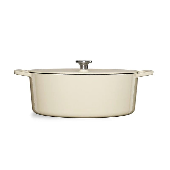 Fissler Moments Collection Gusseisen-Bräter, Elfenbeinweiss, Oval, 33 cm, Emailliert