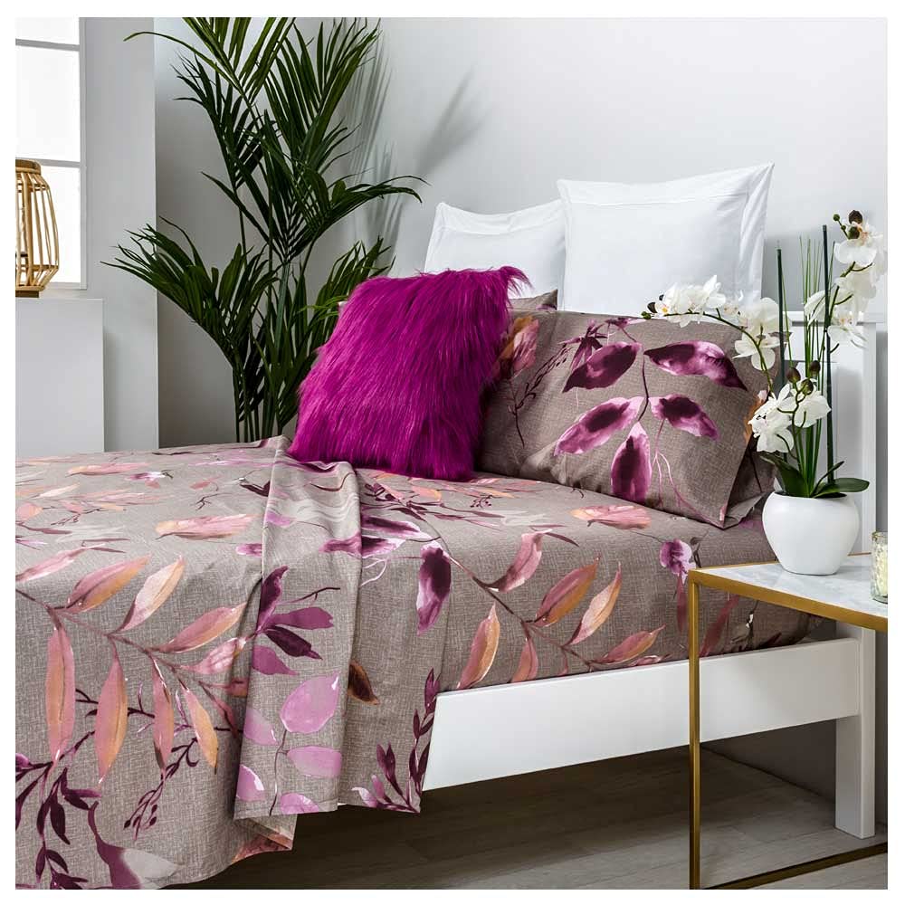 COTTON ARTean KADO Bettwäsche-Set, 135 x 190/200 cm, hypoallergen Cama 135 X 190/200 Aubergine, Cama