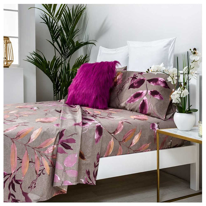 COTTON ARTean KADO Bettwäsche-Set, 135 x 190/200 cm, hypoallergen Cama 135 X 190/200 Aubergine, Cama