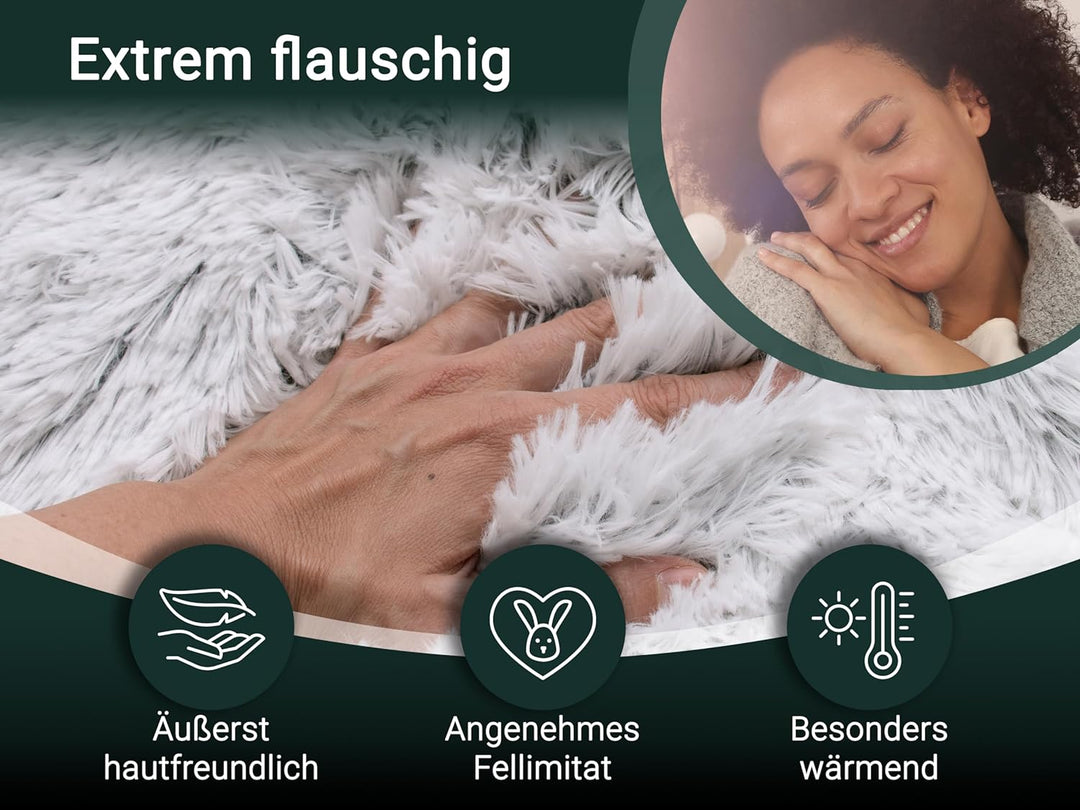 ZOLLNER Kuscheldecke, Wendedecke, 220x240 cm, grau-weiss, Felloptik 220 x 240 cm