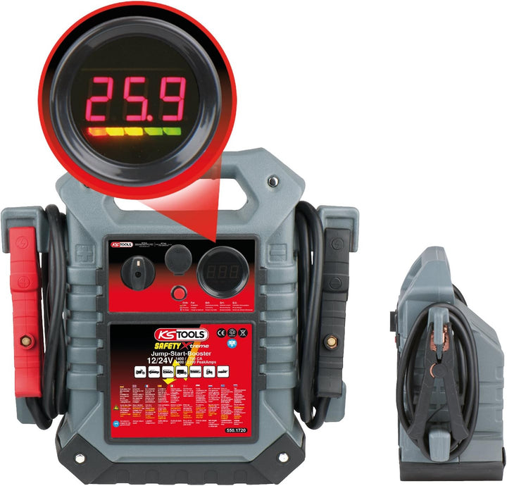 KS Tools 550.1720 12 V + 24 V Batterie-Booster, mobiles Starthilfegerät 1400 A