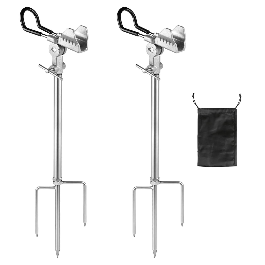 EXLECO 2pcs Rutenhalter Angel, 360° Verstellbar Angelrutenhalter aus Edelstahl mit Dreifach-Erdspitz