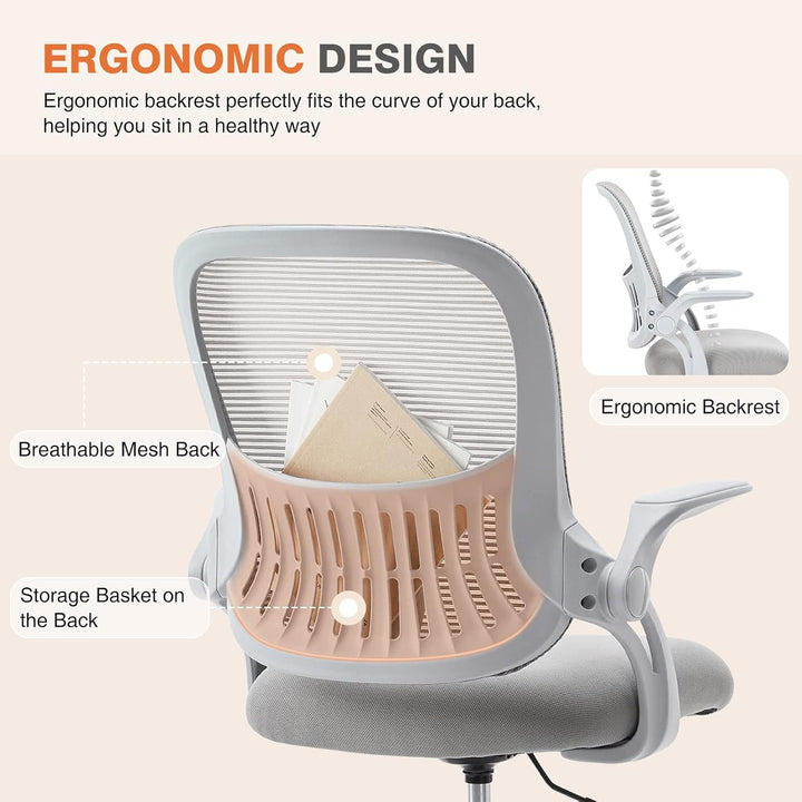 Sweetcrispy Büro-Computer-Schreibtischstuhl, ergonomischer Mid-Back Mesh Rollstuhl mit Rollen, beque
