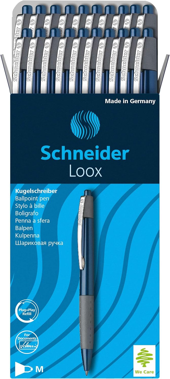 Schneider Loox Kugelschreiber (Schreibfarbe: blau, Strichstärke M, Druckmechanik, dokumentenechte Mi