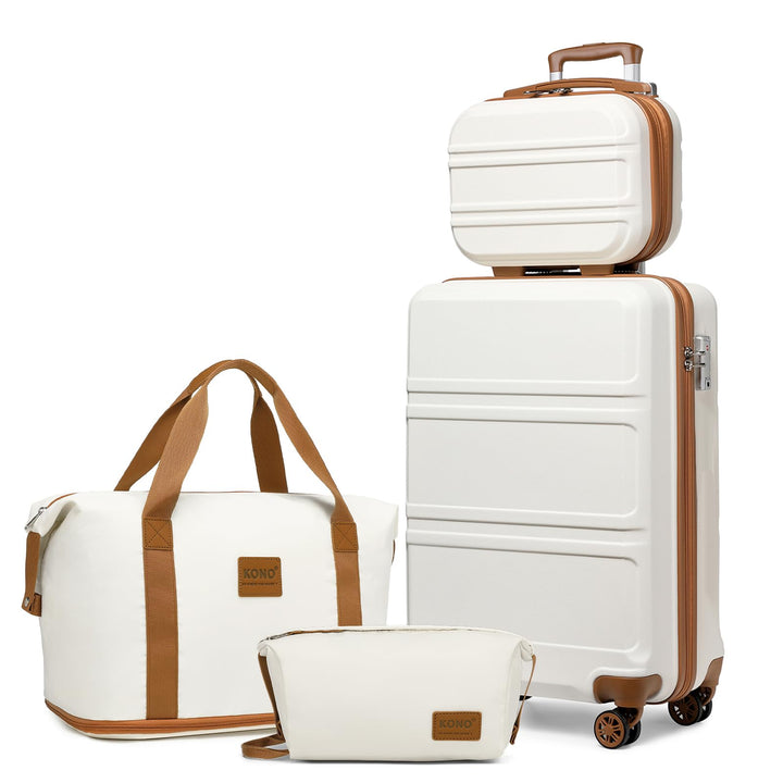 KONO Reisekoffer Set Gepäcksets 4 Teilig Kofferset, 55cm Handgepäck mit Beautycase Kosmetikkoffe mit