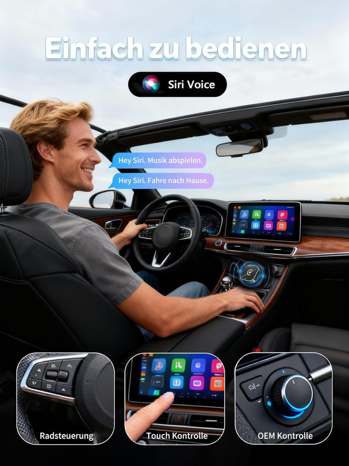 Carplay Wireless Adapter,2025 Upgrade kompakter Carplay Android Auto Dongle für iOS 10+ & Android 11