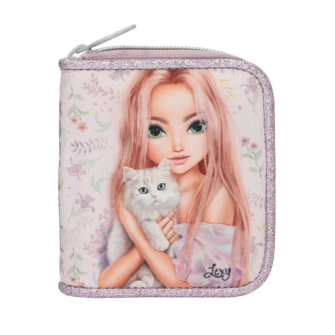 Depesche 13961 TOPModel Blooming Kitty - Portemonnaie in Lila, mit Model Motiv, Blumen Muster und Ka